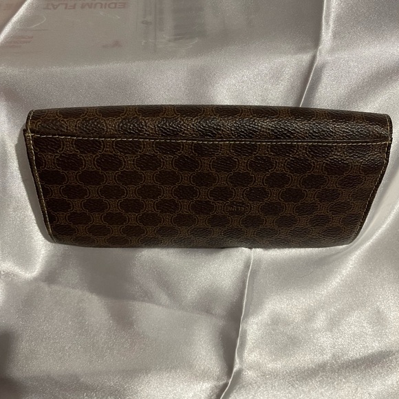 Celine - RARE!! Kisslock Macadam Brown Long Wallet - Picture 8 of 15